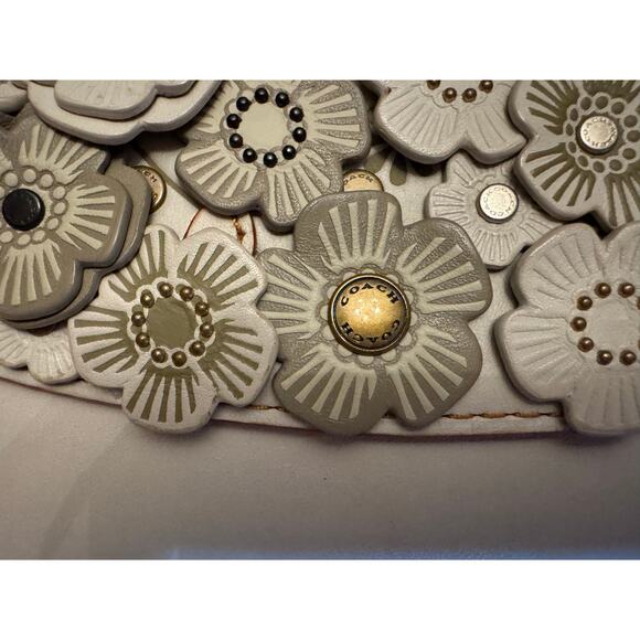 EXCELLENT CONDITION Coach Tea Rose Appliqué Leather Chain Shoulder Bag Ivory - Picture 2 of 12